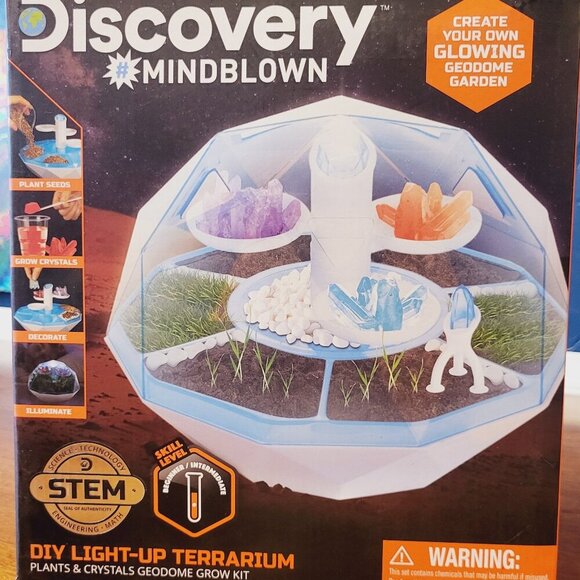 Discovery ~ DIY Light-Up Terrarium ~ Plants & Crystals Geodome Kit - Picture 1 of 7